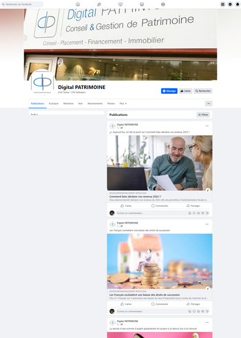 Digital Patrimoine - Facebook - page entreprise (exemple de réalisation)